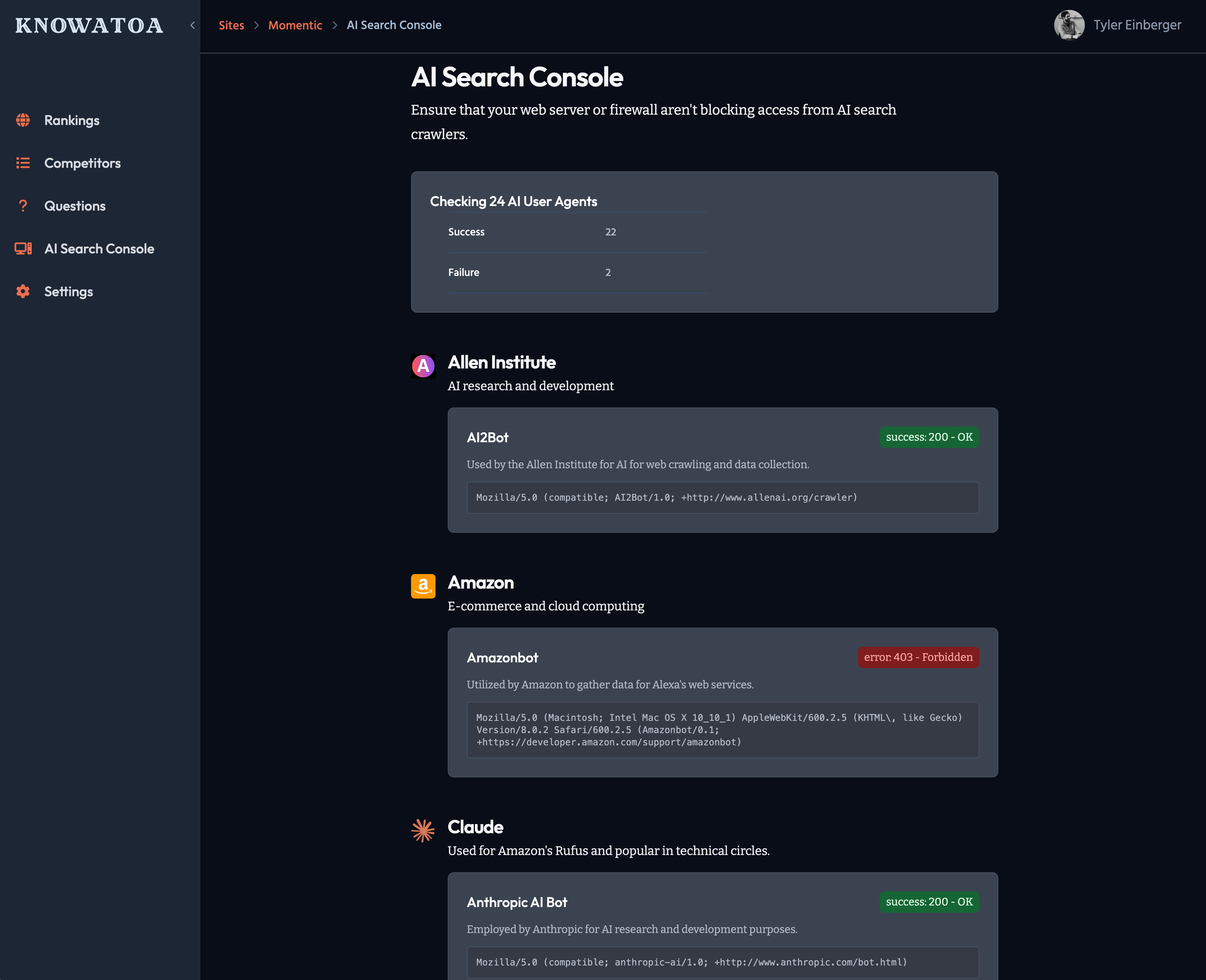 List of Top AI Search Crawlers & User Agents Momentic(03)